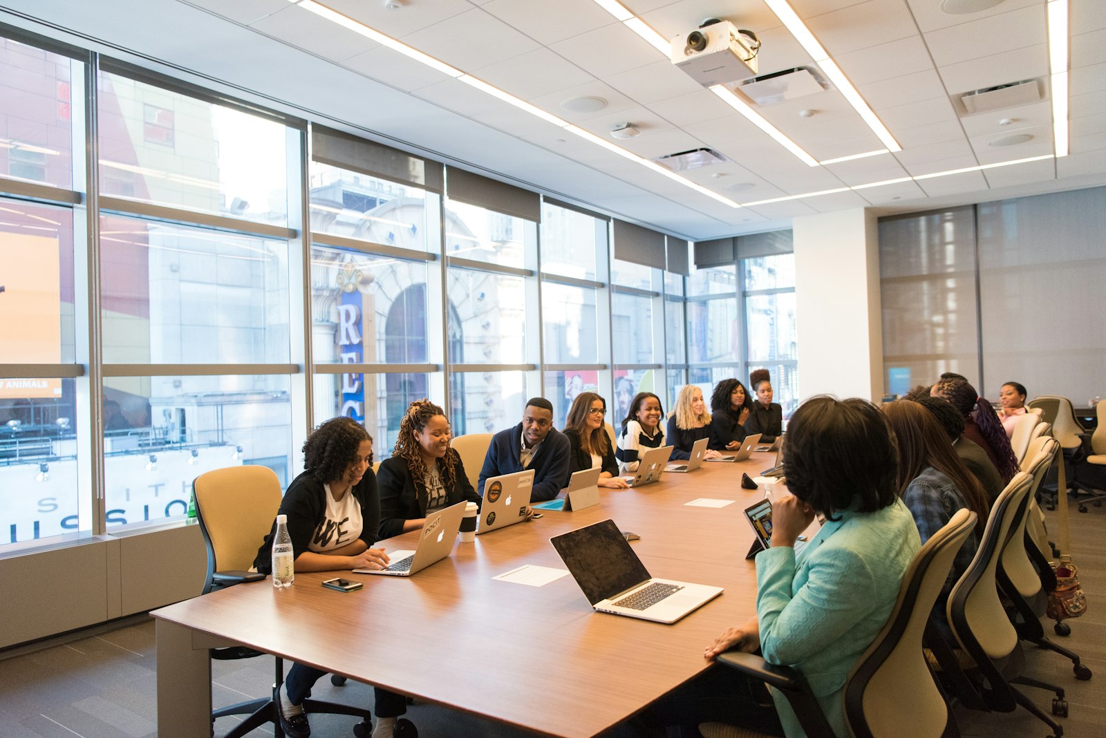 Team meeting around a conference table